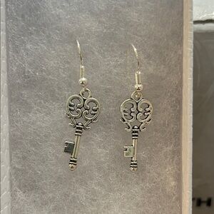 Silver Key Dangle Earrings